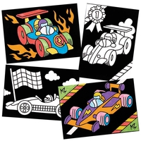 Racing Car Fuzzy Art Colour-in Pictures (Pack of 10) Decoration Craft Kits