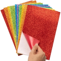 Rainbow Colours Self-Adhesive Glitter Foam Sheets (Pack of 12) Craft Supplies 7 assorted colours - Red,  Orange,  Yellow,  Green,  Blue,  Violet & Indigo