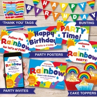 Rainbow Editable Printables Party Bundle (Download)