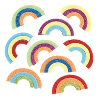 Rainbow Glitter Foam Stickers (Pack of 100) Stickers 7 assorted colours - Red,  Blue,  Yellow,  Purple,  Orange,  Green & Dark Blue