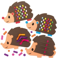 Rainbow Hedgehog Weaving Kits (Pack of 6) Sewing & Weaving Craft Kits 8 assorted ribbon colours - Light Pink,  Hot Pink,  Purple,  Yellow,  Orange,  Green,  Red & Blue