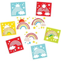 Rainbow Stencils (Pack of 8) Washable,  Print & Decorate,  8 Assorted Designs