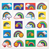 Rainbow Temporary Tattoos (Pack of 60) 15 Assorted Designs,  Easy Apply & Removal