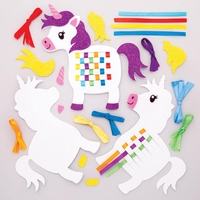 Rainbow Unicorn Weaving Kits (Pack of 6) Sewing & Weaving Craft Kits 7 assorted ribbon colours - Red,  Orange,  Yellow,  Green,  light Blue,  Dark Blue & Purple