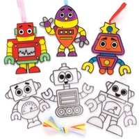 Robot Suncatchers (Pack of 10) Decoration Craft Kits 5 ribbon colours - Red,  Orange,  Purple,  Green & Blue