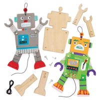 Robot Wooden Puppet Kits (Pack of 4) Art Craft Kits