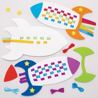 Rocket Weaving Kits - 6 Weaving Cards For Kids. Space Crafts. Size 18x10cm.