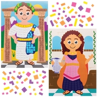 Roman Mosaic Picture Kits (Pack of 4) Craft Kits For Kids,  9 Assorted Colours,  4 Designs,  15cm x 21cm