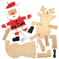 Santa & Reindeer Wooden Puppet Kits (Pack of 4) Christmas Crafts
