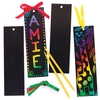 Scratch Art Bookmarks (Pack of 12) Decoration Craft Kits,  Size 17cm x 5cm,  Scratch Tools & Ribbons Included