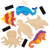 Sealife DIY Fridge Magnets - 12 Wooden Magnet Kits. Craft Fridge Magnets. Under The Sea Crafts. Wooden Crafts For Kids. Size 6.5-10.5cm.