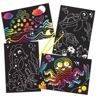 Sealife Scratch Art Pictures (Pack of 8) Rainbow Coloured,  Fun Craft Activity For Kids