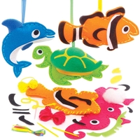Sealife Sewing Kits (Pack of 4) Sewing & Weaving Craft Kits 4 assorted colours - Pink,  Green,  Blue & Orange
