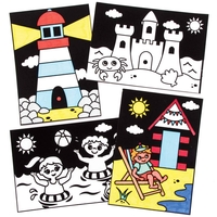 Seaside Colour-in Fuzzy Art Pictures (Pack of 10) Decoration Craft Kits