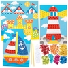 Seaside Sequin Picture Kits (Pack of 4) Craft Kits For Kids 8 sequin colours - Red,  Light Blue,  White,  Yellow,  Blue,  Orange,  Pink & Green