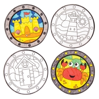 Seaside Window Decorations - 12 Colour In Stained Glass Decorations. Window Crafts. Size 15cm.