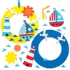 Seaside Wreath Decoration Kits (Pack of 3) Decoration Craft Kits 3 wreath colours - Blue,  Light Blue & Yellow