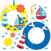Seaside Wreath Decoration Kits (Pack of 3) Decoration Craft Kits 3 wreath colours - Blue,  Light Blue & Yellow