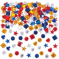 Self-Adhesive Acrylic Jewels Value Pack (Pack of 300) Craft Embellishments 4 assorted colours - Gold,  Silver,  Red & Blue