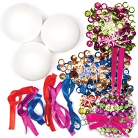 Sequin Bauble Kits Bulk Pack - 30 Sequin And Polystyrene Baubles. 3 Assorted Designs. 5cm Diameter.