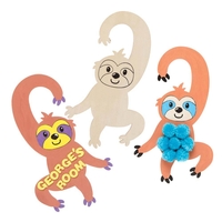 Sloth Colour-in Wooden Door Hangers (Pack of 4) Decoration Craft Kits