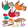 Sloth Pom Pom Kits (Pack of 3) Art Craft Kits 3 assorted colours - Orange,  Pink & Teal