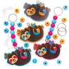 Sloth Wooden Keyring & Bag Dangler Kits (Pack of 4) Craft Kits For Kids 4 assorted colourways - Orange/Teal,  Pink/Teal,  Blue/Orange & Pink/Blue