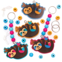 Sloth Wooden Keyring & Bag Dangler Kits (Pack of 4) Craft Kits For Kids 4 assorted colourways - Orange/Teal,  Pink/Teal,  Blue/Orange & Pink/Blue