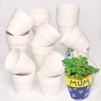 Small Flower Pots - Bulk Pack of 30 Mini White Porcelain Flowerpots to decorate. 70mm high.