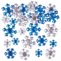 Snowflake Acrylic Jewels (Pack of 150) Craft Embellishments 2 assorted colours - Dark Blue & Silver