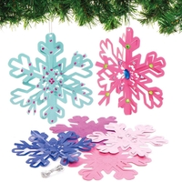 Snowflake Spiral Decorations (Pack of 12) Christmas Crafts 6 assorted snowflake colours - Light Blue,  Dark Blue,  Pink,  Lavender,  Violet & White