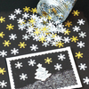 Snowflake Sprinkles - 50g of foil snowflakes in gold,  silver & white. 18mm diameter. Comes in handy jar.