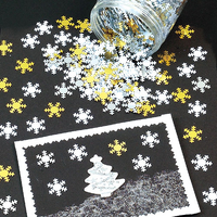 Snowflake Sprinkles - 50g of foil snowflakes in gold,  silver & white. 18mm diameter. Comes in handy jar.