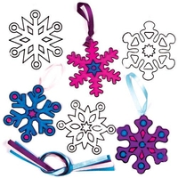 Snowflake Suncatchers (Pack of 8) Christmas Crafts Ribbon colours - Dark Blue,  Pale Blue,  Purple & Pink