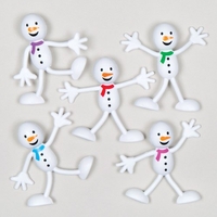Snowman Bendies - 5 Bendy Snowmen to bend and pose. 5 assorted. Size 7cm.