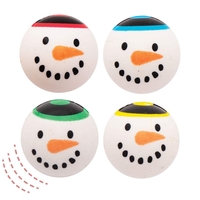 Snowman High Bounce Balls (Pack of 10) Christmas Toys 5 assorted hat colours - Red,  Blue,  Green,  Purple & Yellow