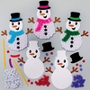 Snowman Pom Pom Art Craft Kits (Pack of 5) Christmas Crafts 8 assorted pom pom colours - Red,  Green,  Blue,  Purple,  Pink,  White & Black