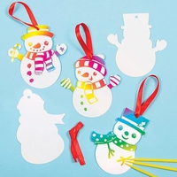 Snowman Scratch Art Hanging Decorations (Pack of 10) Decorate,  Create & Hang,  Tools Included