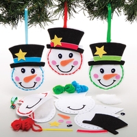 Snowman Sewing Decoration Kits (Pack of 3) Christmas Crafts 3 assorted colours - Red,  Blue & Green