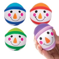 Snowman Squeeze Balls (Pack of 4) Christmas Toys 4 assorted colours - Purple,  Orange,  Blue & Green