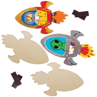 Space Rocket DIY Fridge Magnets - 10 Wooden Magnet Kits. Craft Fridge Magnets. Space Crafts. Wooden Crafts For Kids. Size 7cm x 11.5cm.