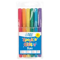 Sparkle Glitter Multi-Purpose Deco Pens (Pack of 6) Drawing 6 assorted colours - Red,  Orange,  Gold,  Green,  Purple,  Blue.