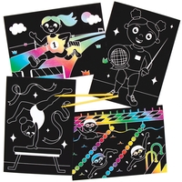 Sports Scratch Art Pictures - 10 Rainbow Scratch Paper Kits. Easy Scratch Art For Kids. Size 21cm x 15cm.