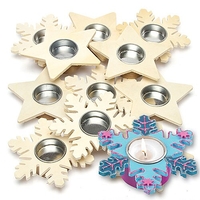 Star & Snowflake Wooden Tealight Holders Bulk Pack (Pack of 32)