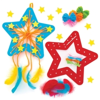 Star Dreamcatcher Kits (Pack of 4) Decoration Craft Kits 4 assorted colourways - Blue/Orange,  Pink/Green,  Red/Blue & Purple/Pink