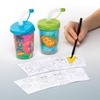 Star Hero Colour-in Bendy Straw Cups (Pack of 3) Party Tableware 3 assorted colour lids - Red,  Green & Blue