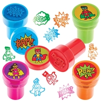 Star Hero Self-Inking Stampers (Pack of 10) Art Supplies,  Art Materials 5 ink colours - Red,  Orange,  Pink,  Green & Blue
