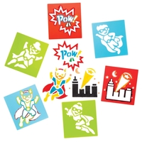 Star Hero Stencils (Pack of 6) Art Supplies,  Art Materials 2 stencil colours - Red & Green