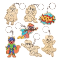 Star Hero Wooden Keyrings (Pack of 8) Decoration Craft Kits