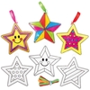 Star Suncatcher Decorations (Pack of 10) Decoration Craft Kits 5 assorted ribbon colours - Red,  Pink,  Blue,  Green & Purple